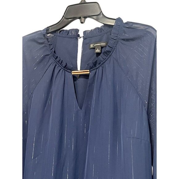 INC International Concepts  Metallic-Striped Chiffon Minidress, Indigo Sea, XL - Picture 5 of 11